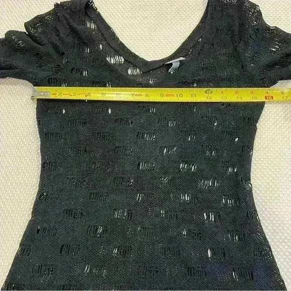 Vintage Y2K Vanity size small black Open Knit mini dress - Picture 5 of 6